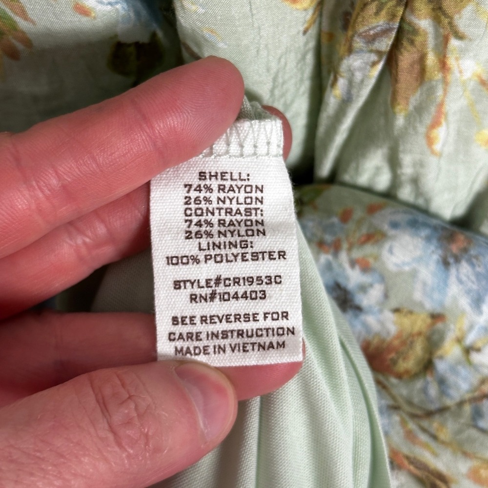 SOLD Floral Cottagecore Prairie Tiered Maxi Dress Size Large Tie Shoulders Boho - Picture 9 of 14